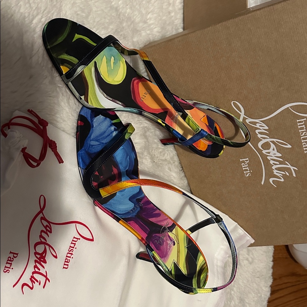 Christian Louboutin Vibrant Multicolor Heels 39 new rubber everlasting bottom - Picture 4 of 12